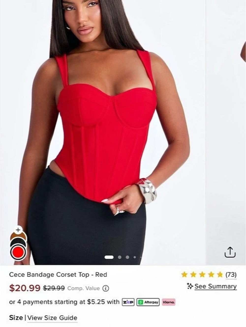 Cider Corset Top Red Size L Like New